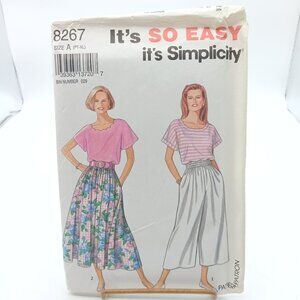 UNCUT Simplicity 8267 Vintage Sewing Pattern Size A PT-XL Misses Pullover Tops